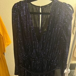 Lulus New Years Bettie Royal Blue Metallic Long Sleeve Romper